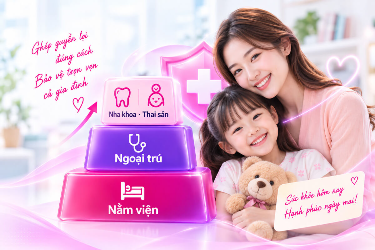 3 tầng quyền lợi bảo hiểm sức khỏe: nằm viện, ngoại trú, nha khoa và thai sản