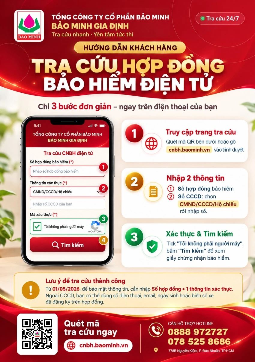 Hướng dẫn tra cứu hợp đồng bảo hiểm điện tử Bảo Minh Gia Định trong 3 bước tại cnbh.baominh.vn